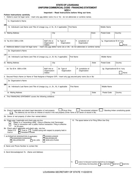 Form Ucc Fill Out Sign Online And Download Fillable Pdf Louisiana