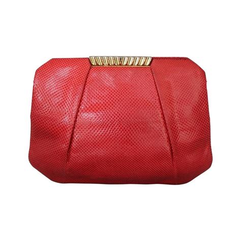 Judith Leiber 1970s Vintage Red Karung Snake Evening Bag For Sale At