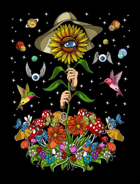 Hippie Psychedelic Sunflower Digital Art By Nikolay Todorov Fine Art