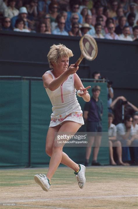 English Tennis Player Sue Barker Pictured In Action Competing To