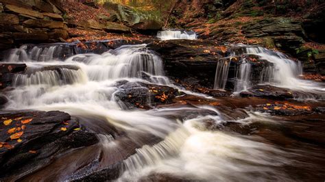 Stream Waterfall Between Rocks In Forest Hd Nature Wallpapers Hd