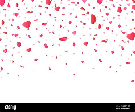 Heart Confetti Falling On White Background Valentines Day Background