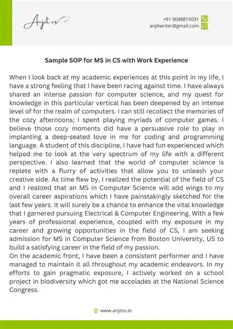 Sample Sop For Ms In Computer Science Cs Pdf 2023 Writing The