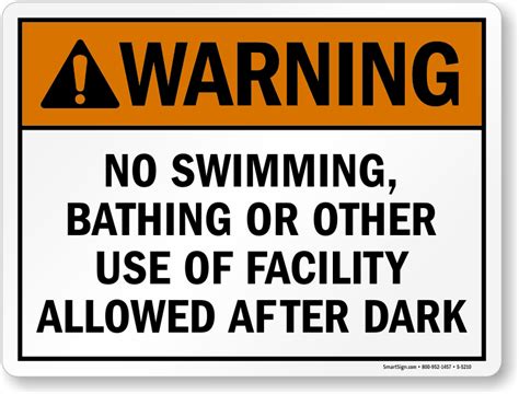 Warning No Swimming Bathing Allowed After Dark Sign Sku S 5210