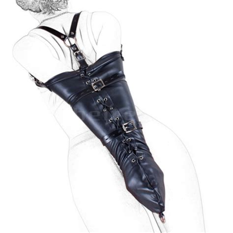 PU Leather Armbinder Bondage Restraint Straightjacket Single Gloves Adjustable EBay