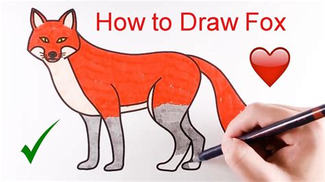 How To Draw Fox Coloring Pages For Kids Easy Kids Drawings Youtube