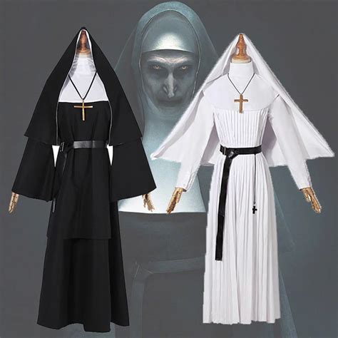 Scary Suit The Nun Cosplay Costume Women Robes Horror Dress Uniform Role Play In Movie And Tv