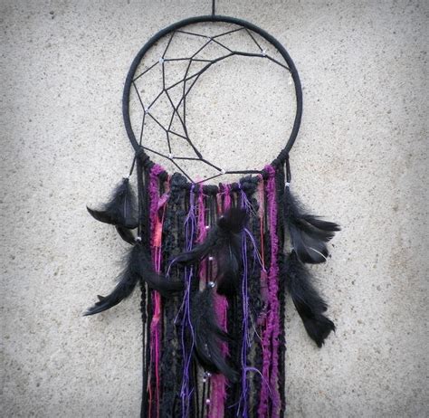 Crescent Moon Dream Catcher Black Purple Dreamcatcher Gothic Etsy