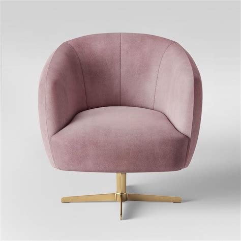 Costway armless accent chair modern velvet. Round Pink Velvet Swivel Chair