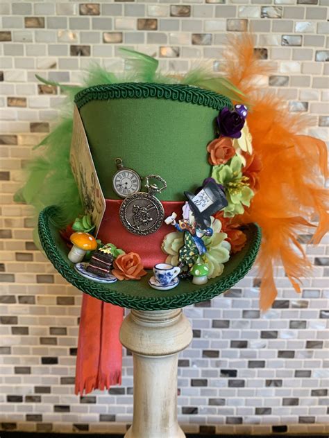 Mad Hatter Green Mini Top Hat Fascinator Alice In Wonderland Etsy