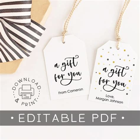 Editable And Printable T Tags A T For You Tag Favor Tag