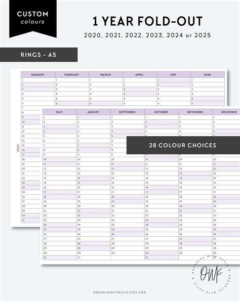 A5 Rings 2020 2021 2022 2023 2024 2025 1 Year Planner Etsy