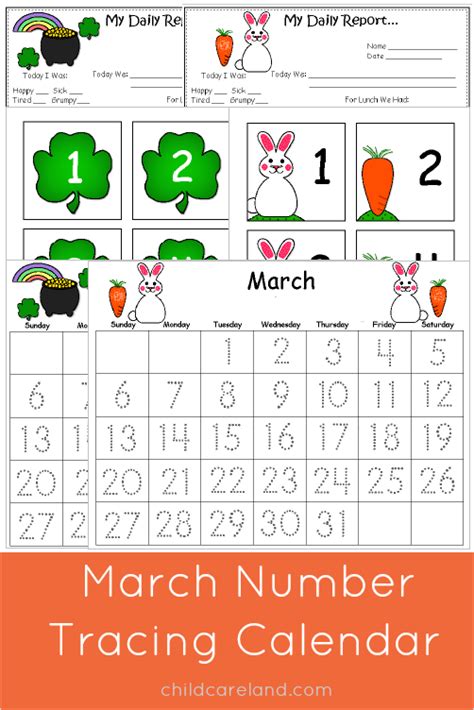 March Number Tracing Calendar Number Tracing Months In A Year