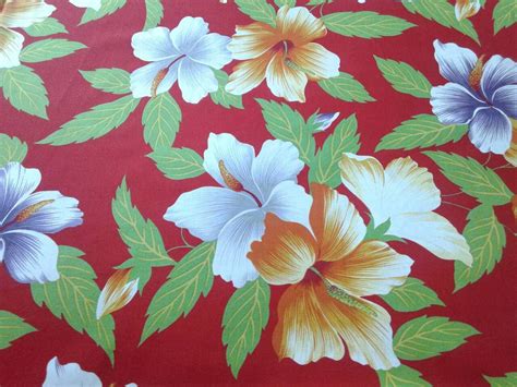 Red Floral Hawaiian Fabric Multi Color Floral Hawaiian Print