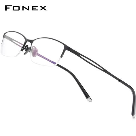 fonex pure titanium glasses frame men square eyewear women semi rimless half optical
