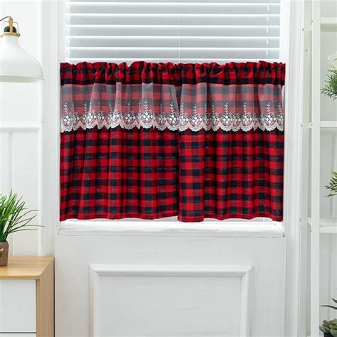 1 Blue And White Buffalo Plaid Valances For Kitchen 54 X 18farmhouse