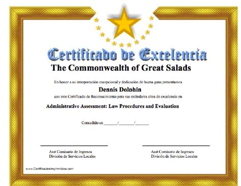 Certificado De Excelencía Para Imprimir Los Certificados Gratis Para