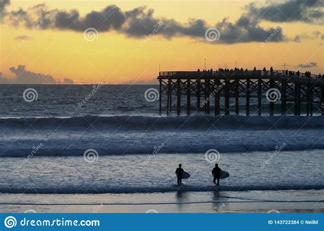 Sunset At Crystal Pier In Pacific Beach San Diego California Stock 1cc