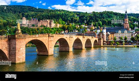 Travel In Germany Beautiful Medieval Heidelberg Town Panoramic View