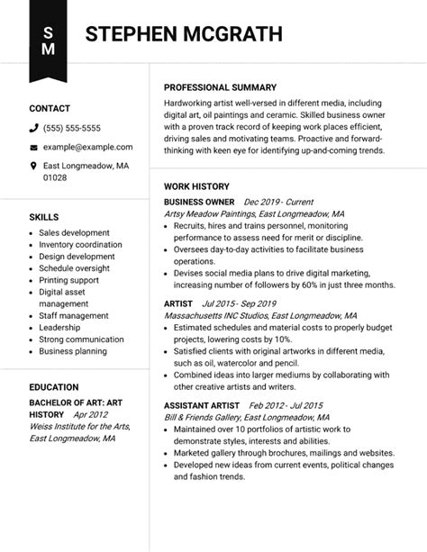 Best Artist Resume Examples To Use In 2023