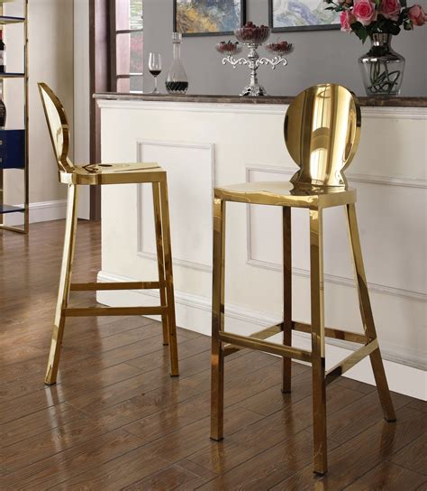 Meridian Maddox Gold Bar Stool 706 Gold Bar Stools Stainless Steel