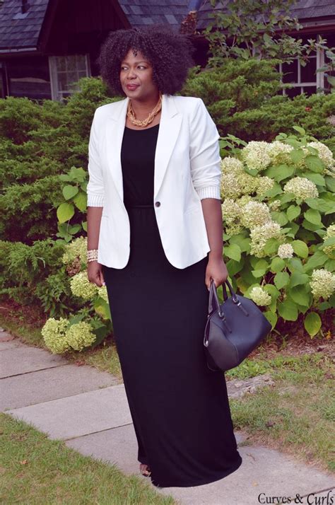 White Blazer Black Maxi Dress My Curves And Curls Black Maxi