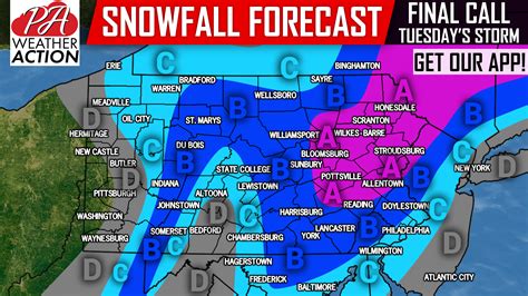Final Call Snowfall Forecast For Tuesdays Winter Storm Pa Weather Action