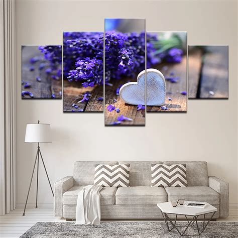 Buy 5 Panel Modular Modern Lavender Flowers Canvas