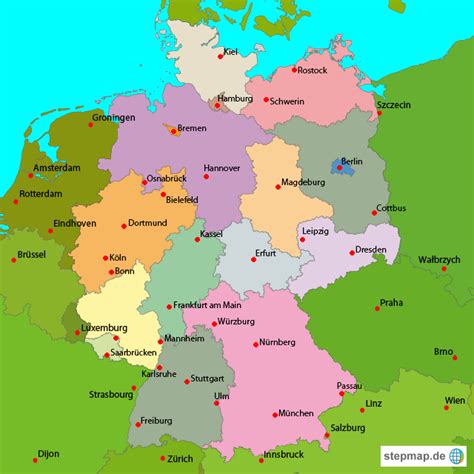 Stepmap Deutschland Wichtigste Städte Landkarte Für Deutschland