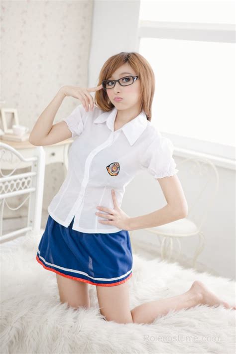 Cute Blue Short Sleeves School Girl Uniform