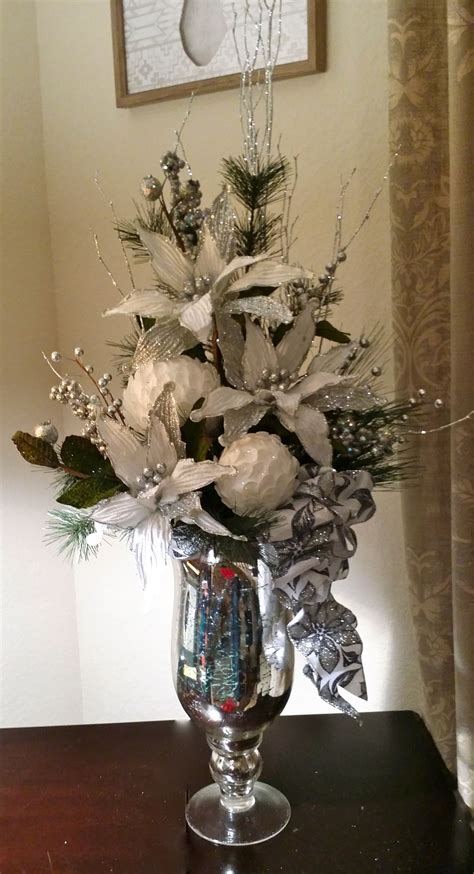 Artificial And Dried Flora Perfect Silver Flower Arrangement Christmas