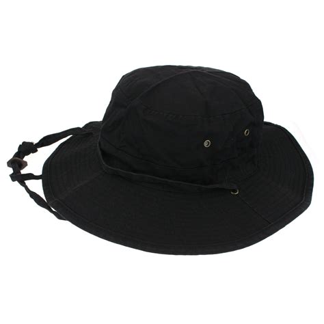 Classic Mens Fishermans Cotton Twill Bucket Hat Black Large 7 38