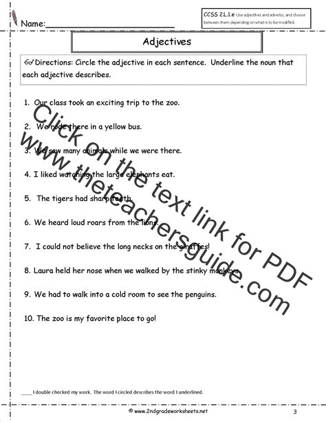 Adjective Worksheet For Grade 1