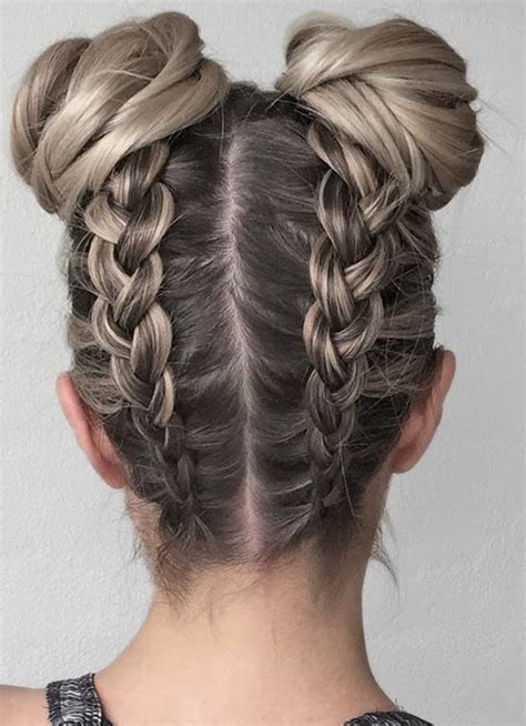 55 Cute Hairstyles With Buns And Braids Charming Style