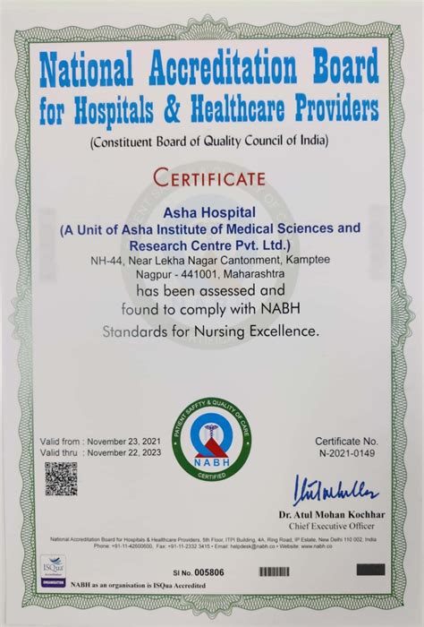 Nabh Nursing Excellence Certification Asha Hospital