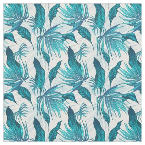 Tropical Leaves In Teal Fabric In 2020 Teal Fabric Tropical Leaves