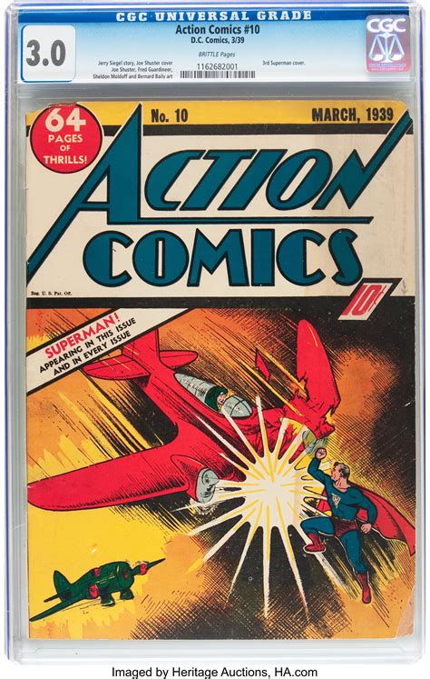 Action Comics 10 Dc 1939 Cgc Gdvg 30 Brittle Pages