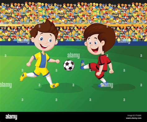 Cartoon Boy Playing Football Stock Vector Image And Art Alamy