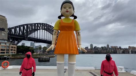Netflix Squid Game Fans Play Red Light Green Light With Giant Doll