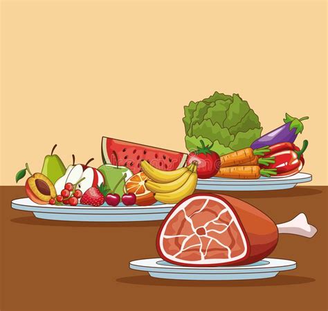 Healthy Food Cartoon Stock Vector Illustration Of Background 121622483