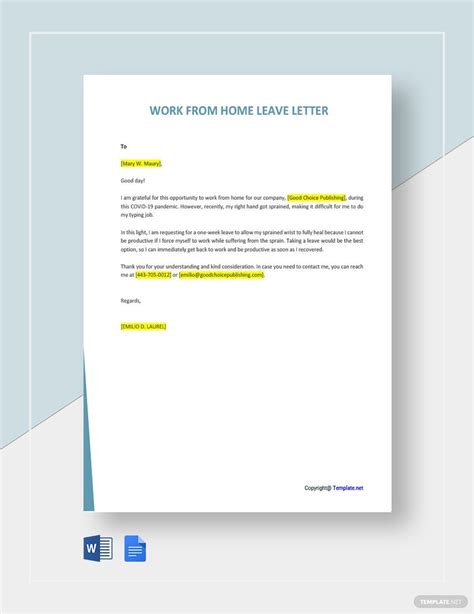 Work From Home Letter Template In Pdf Free Download