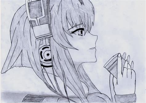 Headphone Anime Girl Drawing By 1dragonwarrior1 On Deviantart