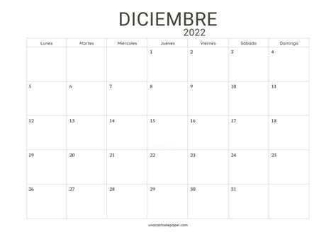 Calendarios Diciembre 2022 ️ Para Imprimir Gratis
