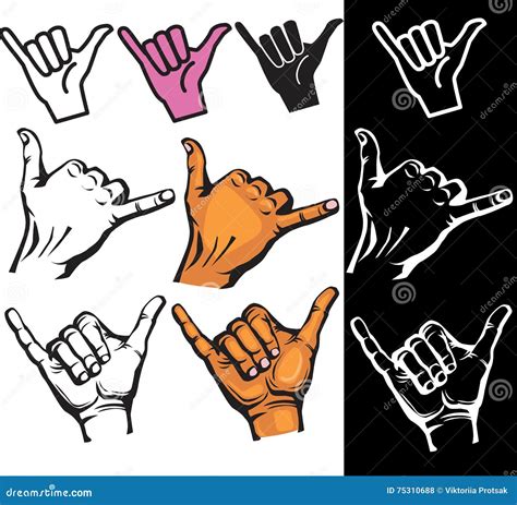 Shaka Hand Emblem Summer Surf Logo Surfers Hand Gesture Surfing The