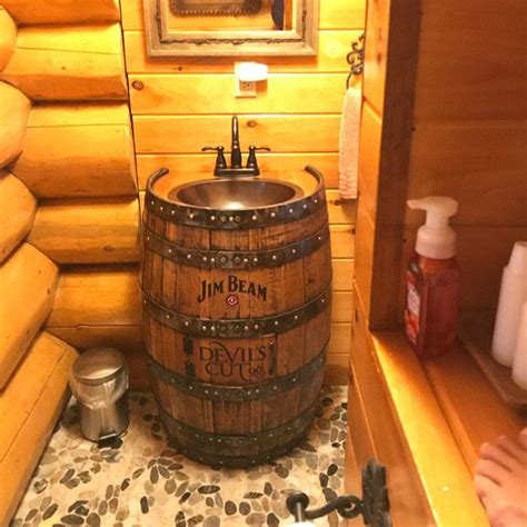 Whiskey Barrel Sink Hammered Copper Rustic Antique Bathroom Etsy