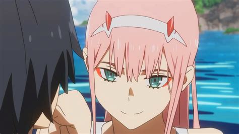 Darling In The Franxx Zero Two Hiro Zero Two With Background Of Blue