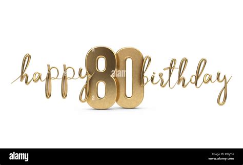 Happy 80th Birthday Gold Greeting Background 3d Rendering Stock Photo