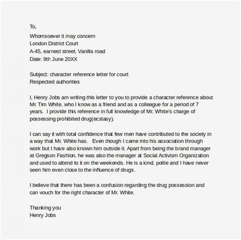 Recommendation letter samples | professional word free sample of a professional character reference letter templatewith writing tips and examples. 9-10 character reference for court drugs | aikenexplorer.com
