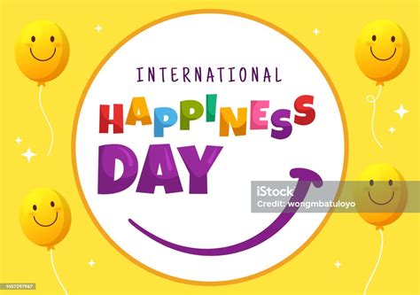 World Happiness Day Celebration Illustration With Smiling Face