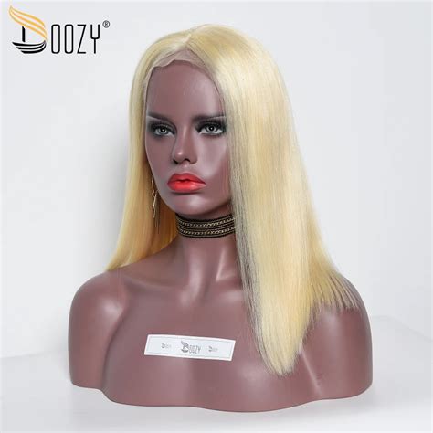 Doozy Russian Blonde Color Straight Human Hair Bob Wig Remy